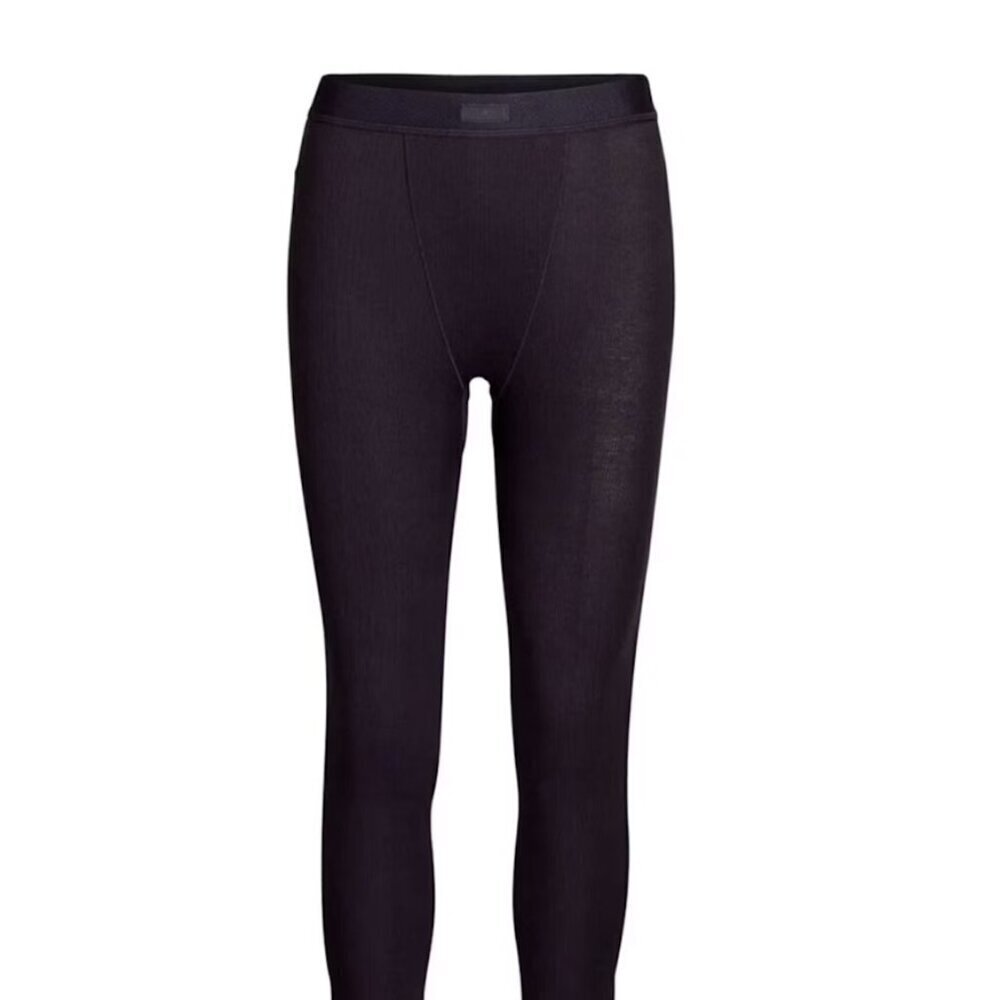 Skims Lounge Pants Joggers Elastic Waistband Rib Ribbed Cotton Black Size Medium